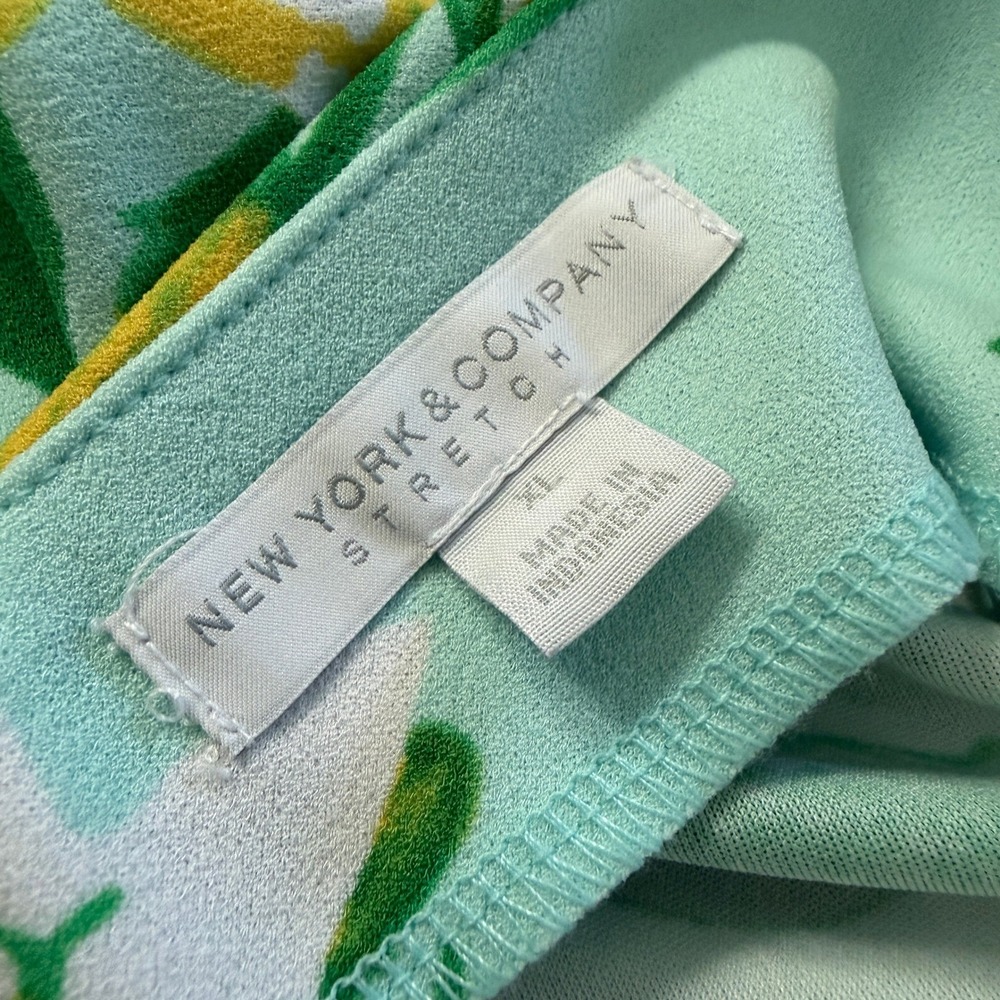 New York & Company Floral‎ Sheath Dress  Size XL Mint Green Sleeveless Stretch - Picture 11 of 11